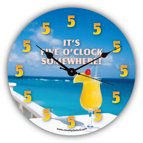 It's 5 o'clock Somewhere Bar Theme Novelty Gift Clock